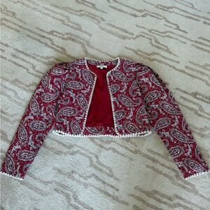 Sea NY Red Paisley Quilted Cropped Jacket